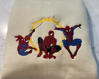 Spiderman Embroidered Hoodie; Spiderman embroidered sweatshirt; Spiderman embroidery; Spiderman Hoodies; Peter Parker sweatshirt
