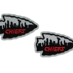 Kansas City Chiefs Skyline Vince Lombardi Trophy Patch Chiefs Iron On & Sew On Applique Set of 2