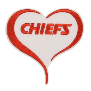 Kansas City Chiefs Heart Patch | Embroidered Iron On or Sew On Patch | NFL Fan Gear for Jackets, Hats, Jeans & Backpacks NEW DESIGN 2.5&quot;x 3&quot;