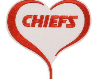 Kansas City Chiefs Heart Patch: Embroidered Iron-On NFL Fan Gear