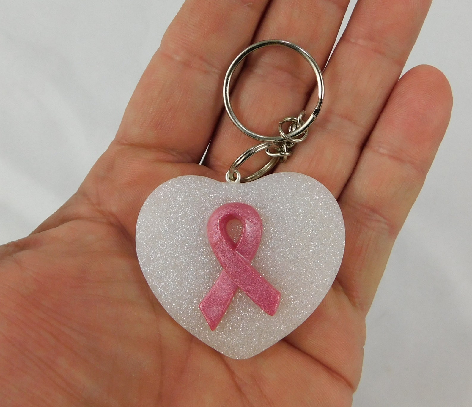 Breast Cancer Keychain Custom Made Epoxy Resin Keychain Etsy