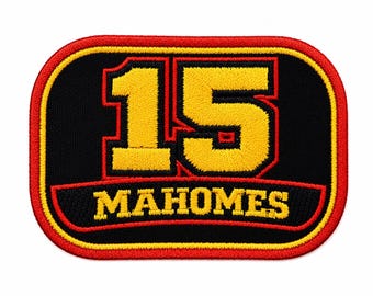 Kansas City Chiefs #15 Mahomes Iron-On Patch 3” x 2” Embroidered Football Fan Patch Sew On Applique for Hats, Jackets & Jerseys New for 2026