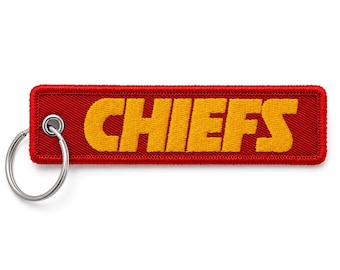 Kansas City Chiefs Embroidered Keychain 4.75" x 1 1/8" Double-Sided Chiefs Keyring, Luggage Tag, Perfect For Any Chiefs Fan Christmas Gift