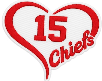 Chiefs Heart Patch #15: Embroidered Iron-On Football Patch