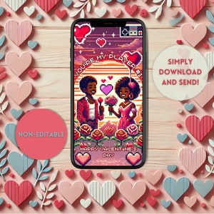 Digitale 8-Bit Valentinstag E-Card - “You’re My Player #1” | afroamerikanische Liebe | schwarze Zockerliebe | Retro Gamer Liebeskarte