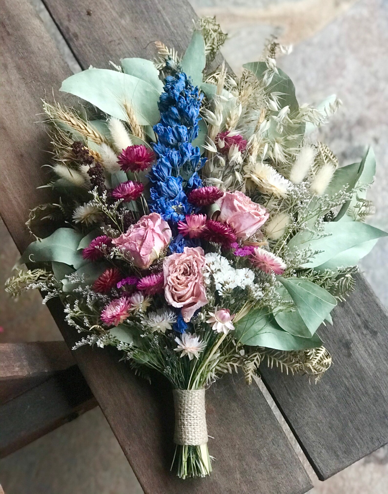 Dried Flowers Sheath Bouquet Arrangement featuring Rose Etsy
