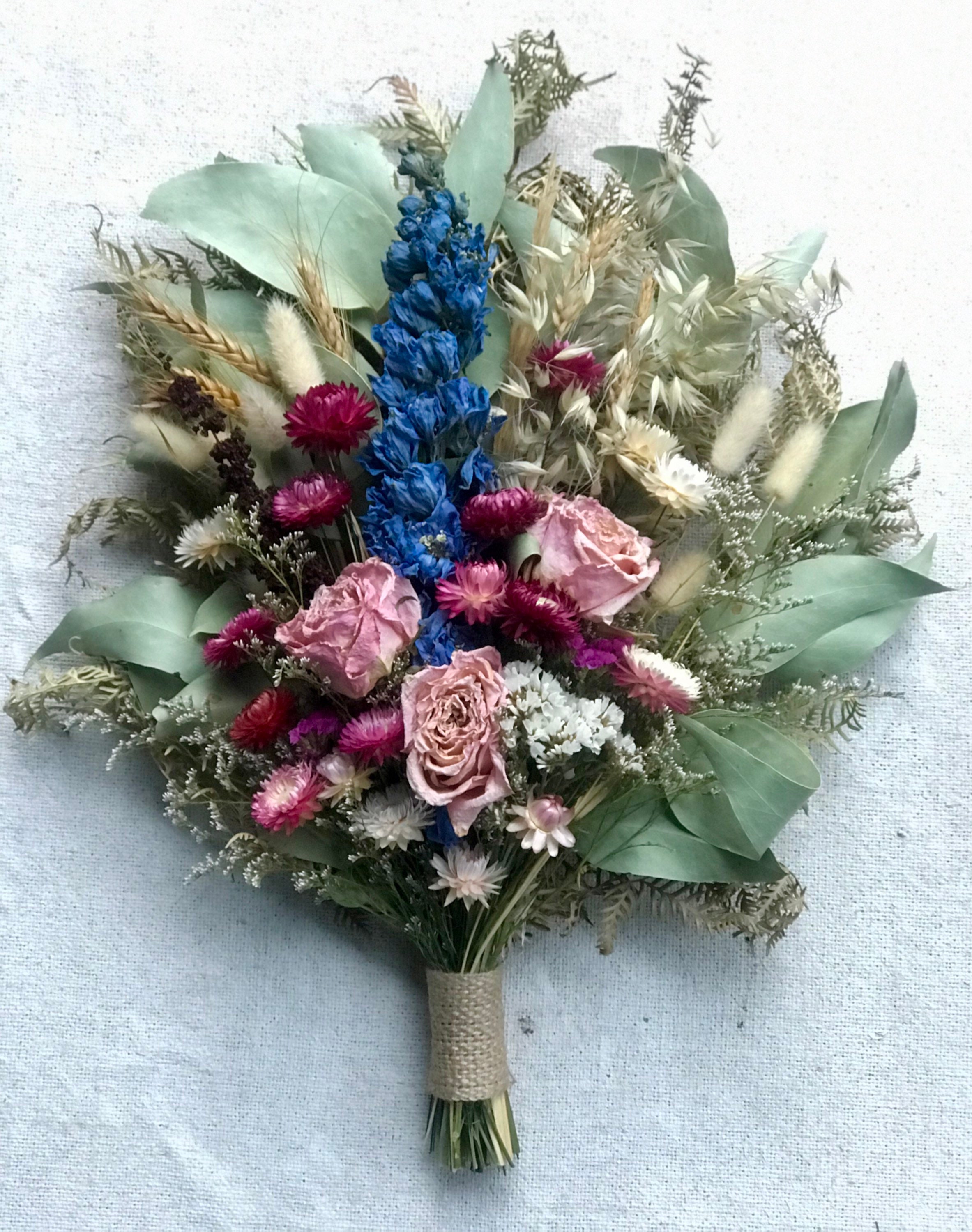 Dried Flowers Sheath Bouquet Arrangement featuring Rose Etsy
