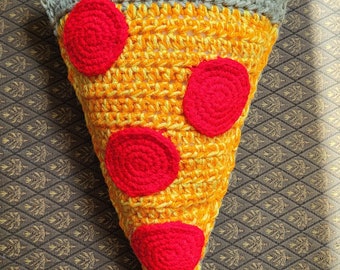 Large Pizza Slice Pillow - Crochet Pizza Pillow - Kitsch Home Decor - Pizza Fan - Plush Pizza - Throw Pillow - Crochet Pillow - Dad Gift