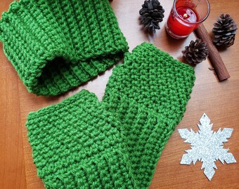 Fingerless Gloves - Headband - Cozy Holiday Arm and Ear Warmers - Gift Set - Gauntlets - Wrist Warmers