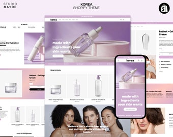 Plantilla de Shopify / Tema de belleza para Shopify / Sitio web de Shopify / Plantilla colorida para Shopify / Diseño de Shopify / Tema moderno para Shopify