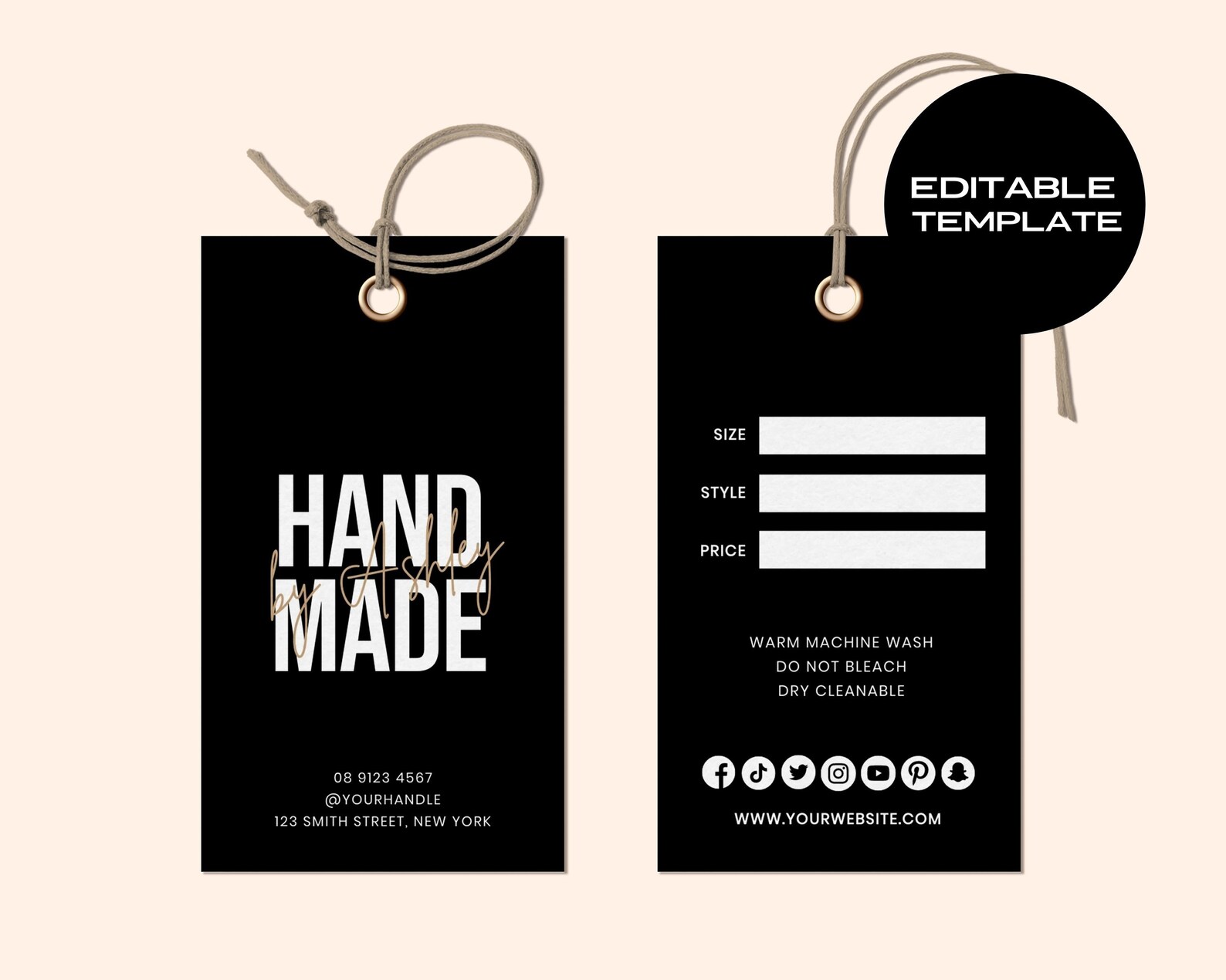 Editable Clothing Hang Tag Printable Clothing Tags Hang Etsy Canada