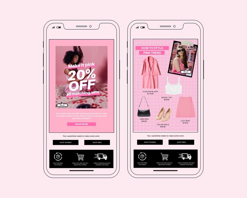 Editable Email Templates Pink Email Marketing Product - Etsy
