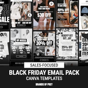 Editable Sale Launch Email Templates | Email Marketing | Product Marketing Email | Black Friday Email Pack | Holiday Email Template | Canva