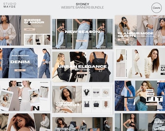 Editable Website Banners | Shopify Banner | Fashion Web Banner | DIY Website Banner Kit | Wix Banner | Website Banner Set | Banner Website
