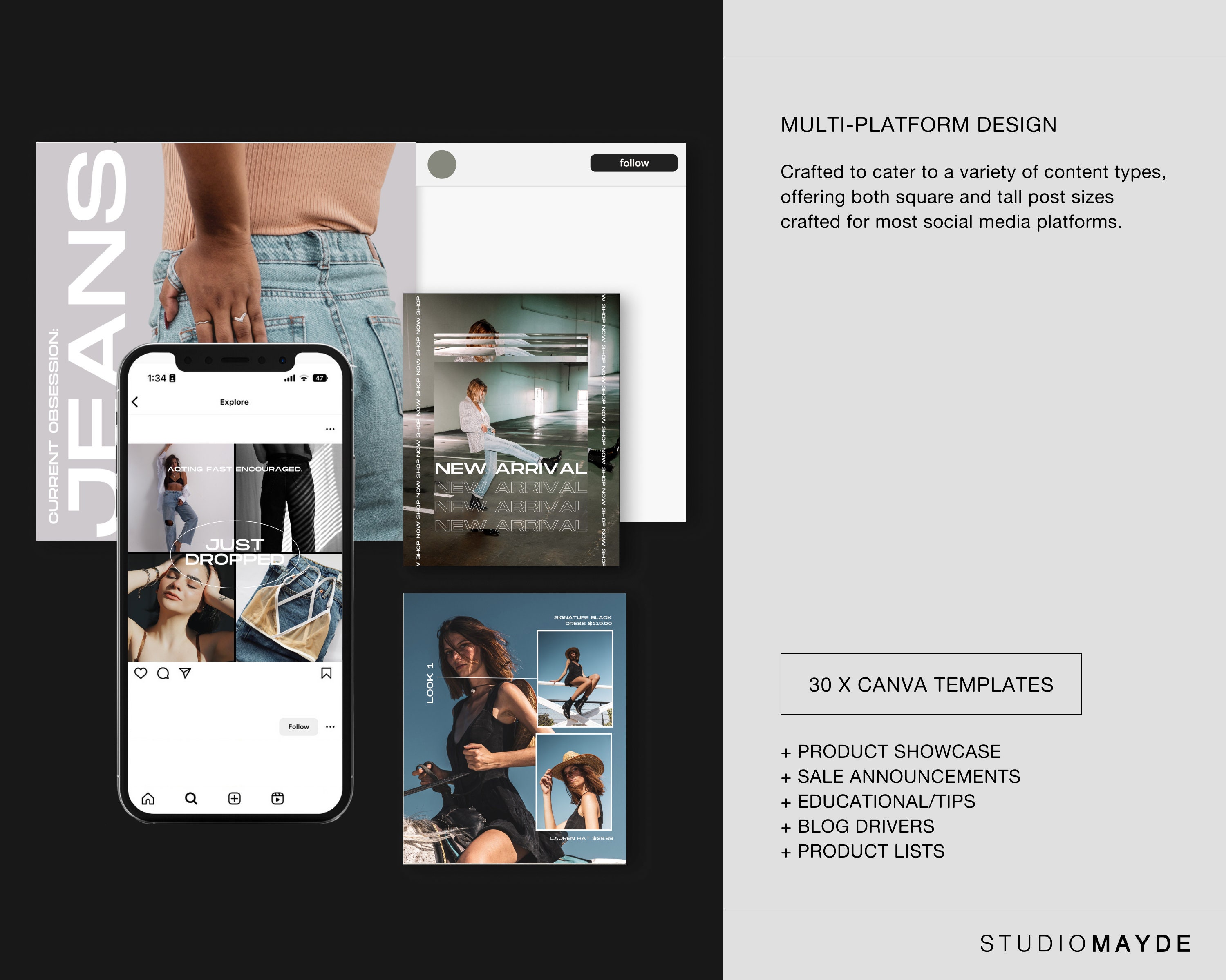 EDITABLE Fashion Instagram Template | Instagram Fashion Templates ...