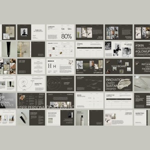 Pu&ograve; includere: Un pannello di presentazione con sfondo grigio scuro e testo bianco. Il pannello &egrave; diviso in sezioni con titoli come "Campagna", "Foto", "Guida ai contenuti", "Imbuto di marketing", "Target", "Pubblico", "Canali", "& Scopo", "Customer Journey", "Analisi della concorrenza", "Obiettivi della campagna", "Distribuzione del marketing", "Moodboard", "Influencer", "Innovazione", "Qualit&agrave;", "Sostenibilit&agrave;", "Integrit&agrave;", "#Skin", "#Sustainable", "#GlowUp", "#BeautyRoutine", "Instagram", "TikTok", "Facebook", "Pinterest", "Demografia della persona utente", "Il nostro tono e la nostra voce", "HH", "Pilastri dei contenuti", "Posizionamento del marchio", "Risonanza del marchio", "Empower Beauty, Inspire Personal Confidence".