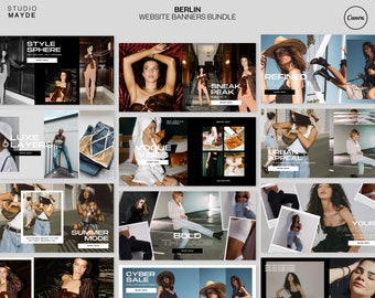 Editable Website Banners | Shopify Banner | Fashion Web Banner | DIY Website Banner Kit | Wix Banner | Website Banner Set | Banner Website
