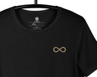 Splintery Infinity Symbol Print Faux Gold Glitter Effect Short-sleeve unisex t-shirt autism asd adhd neurodivergent neurodiverse acceptance