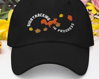 ADHD gifts, Autism acceptance, mental health embroidered hat, funny gift squirrel easily distracted infinity neurodiversity autistic cap