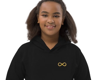 Infinity symbol embroidery Kids Hoodie gold golden autism acceptance minimalistic style asd spd Adhd neurodivercity