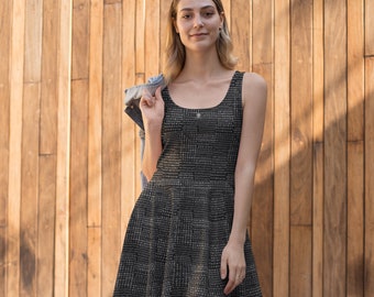 Splintery Alphabets Skater Dress polyglot foreign languages, Greek, Russian, Armenian, Japanese, Hindi. Letters, English,Spanish, Latin,