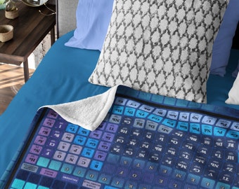 Splintery Periodic Table Sherpa Blanket ultra soft and silky with faux Sherpa, warm winter original hyperlexia science chemistry autism gift