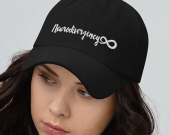 Splintery neurodivergency hat infinity symbol adhd autism acceptance neurodivergent spectrum typography summer spring cap quirk unique