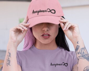 Splintery Acceptance infinity Symbol hat neurodivergency autism spectrum adhd love typography cap hand lettering unique bold original gift