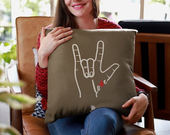 Speech Therapy, ASL Alphabet Throw Pillow, Faux Suede, Kids Room Decor, Sensory Accent Pillow, Playroom Decor, autism, neurodiversity