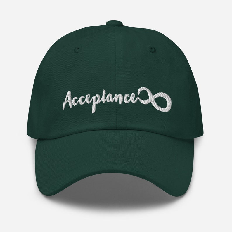 Splintery Acceptance infinity Symbol hat neurodivergency autism spectrum adhd love typography cap hand lettering unique bold original gift