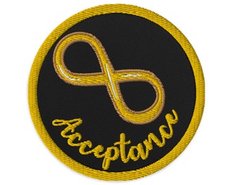 Splintery Embroidered Infinity Symbol Acceptance patches for apparel, backpacks and more. Autism asd adhd hyperlexia neurodiversity gift