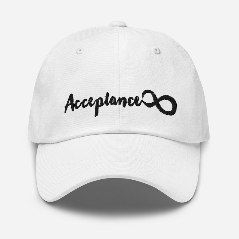 Splintery Acceptance infinity Symbol hat neurodivergency autism spectrum adhd love typography cap hand lettering unique bold original gift