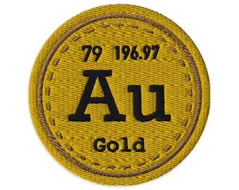 Splintery AU Gold Symbol Embroidered patch Perdiodic Table Science Chemistry autism asd adhd adhd Neurodivergency iron on, sew on.