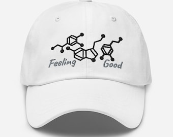 Splintery Feeling Good Molecules embroidery hat dopamine serotonin norepinephrine chemistry science geek fun trucker cap mood balance happy