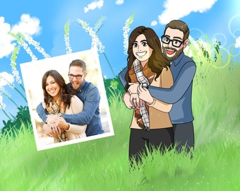 A Unique Gift Idea, GHIBYFY Character Digital Portrait From Photo, Ghibli Inspire Family Portrait, Christmas Gift Portrait