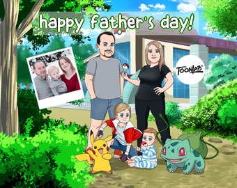 Aangepast Pokemon-portret | Vaderdagcadeau (digitaal exemplaar)