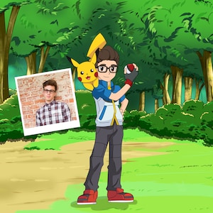 Aangepast POKEMON-personageportret van foto (DIGITALE KOPIE) | Gepersonaliseerde portretten | Cadeaus voor verjaardag | Cadeaus voor Kerstmis