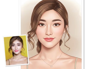 Aangepaste cartoonportret | SoftFrame Chic™ digitale headshot | Profielfoto sociale media | Elegant cadeau