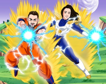 Aangepast animeportret: gepersonaliseerd cadeau in mangastijl (digitale kopie)