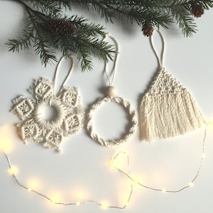 Boho Macrame Christmas Ornaments l Set 3