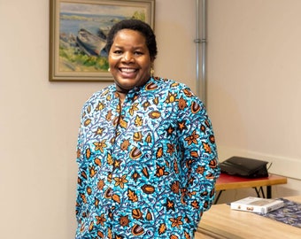 Ankara Shirt Dress, Cotton African Print Midi Dress