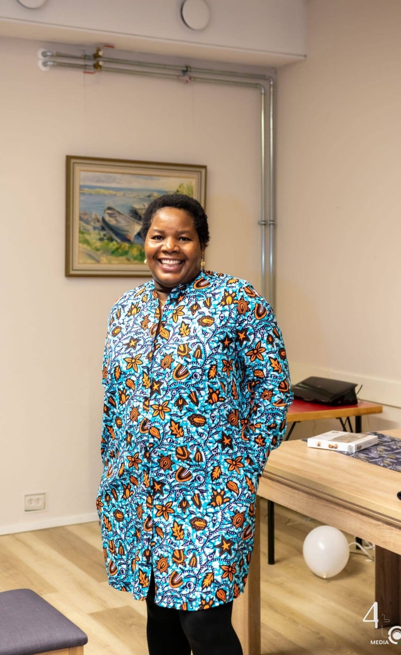 Ankara Shirt Dress / Ankara Midi Dress / African shirt dress / short button shirt dress image 1