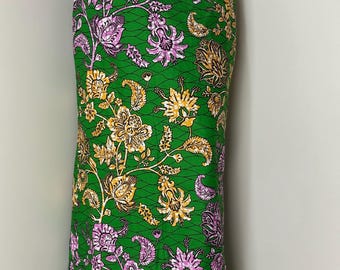 Falda tubo Ankara con estampado floral / Algodón encerado africano