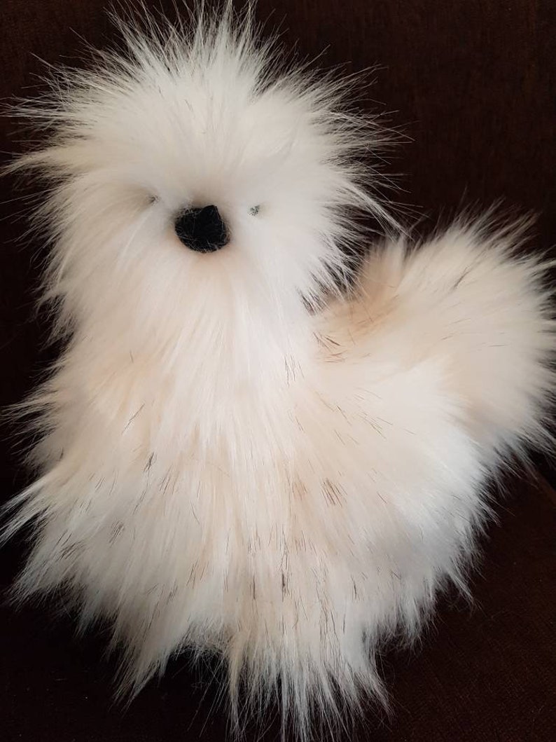 White plush silkie chicken collectable ornament | Etsy