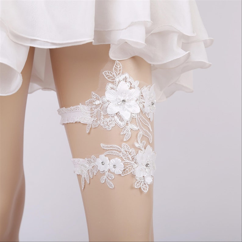 Floral Rhinestones Wedding Garter Bridal Garters Toss Garter Keepsake Garter Off White Lace Garter Set Ivory Garter Crystal Bridal Garter