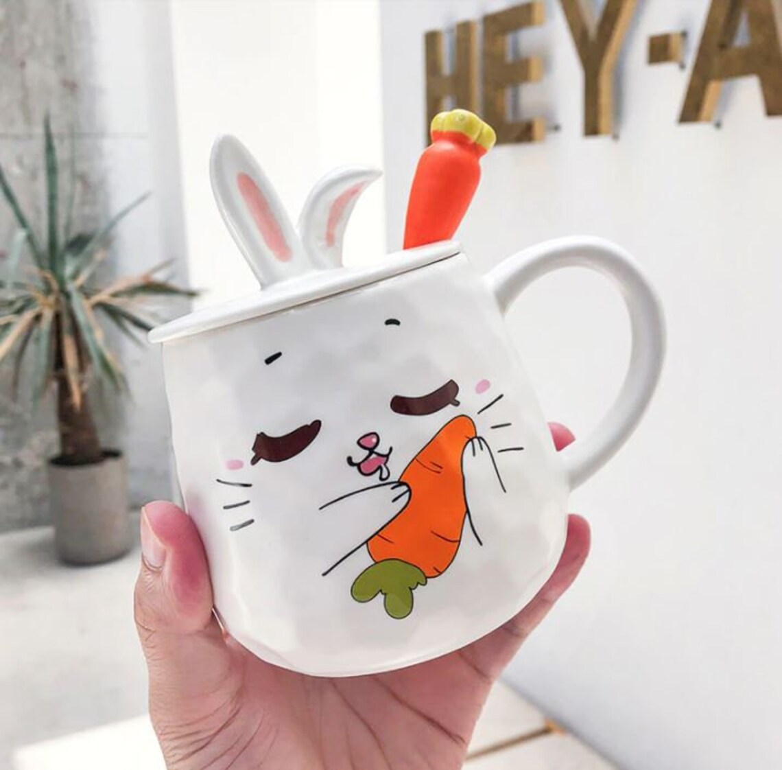 Adorable little ceramic rabbit cup-Cartoon cup for hot or cold | Etsy