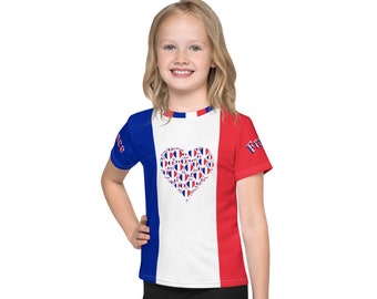 French Flag  Kids T-Shirt, Girls, Boys, France Flag, Football, Soccer, Design, Paris, Cannes, Athletics, Gymnastics, Merch, Gifts, European.