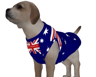 Australian Flag Dog's T-Shirt, Australia, Flag, Sidney, Puppy, Clothes, Girls, Boys, Female, Small, Dog, Cat, Medium, Big, Football, Soccer.