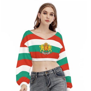 Bulgaria Sweatshirt, Cropped, Women, Teens, Gifts, Bulgarian, Design, Print.