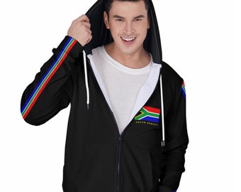 South Africa Flag Men's Hoodie, Design, South African Flag, Print.